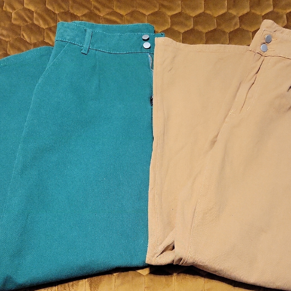 Green and Beige Pants. Sold Together